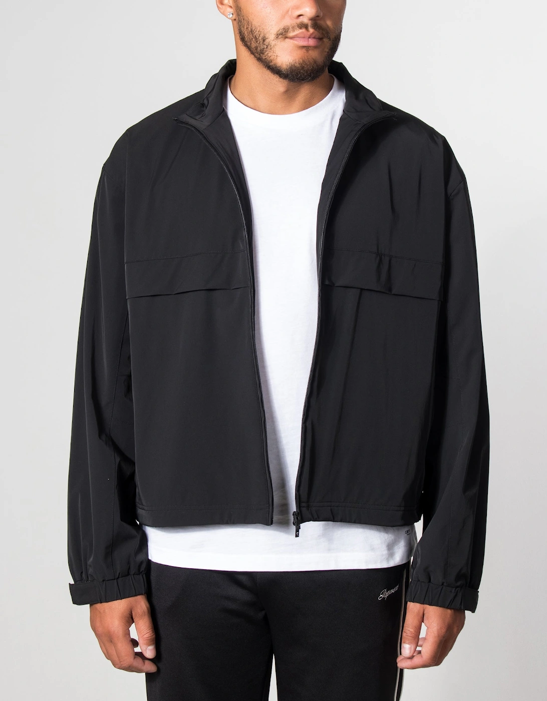 Oversized Initial Nylon Track Jacket