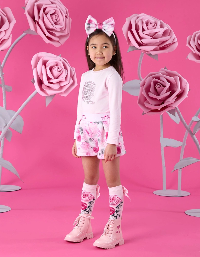 A DEE AMAYA ROSE PRINT SHORT SET W261506