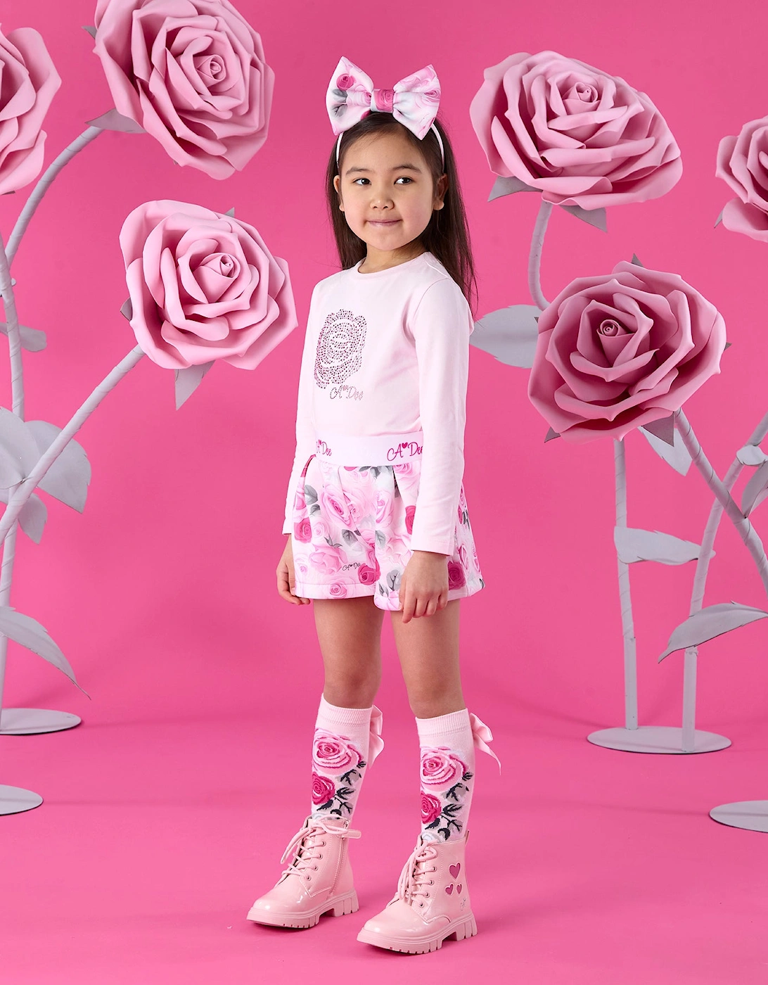 A DEE AMAYA ROSE PRINT SHORT SET W261506