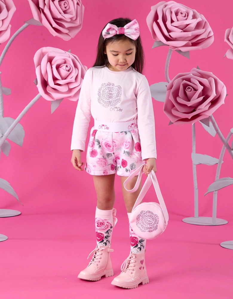 A DEE AMAYA ROSE PRINT SHORT SET W261506