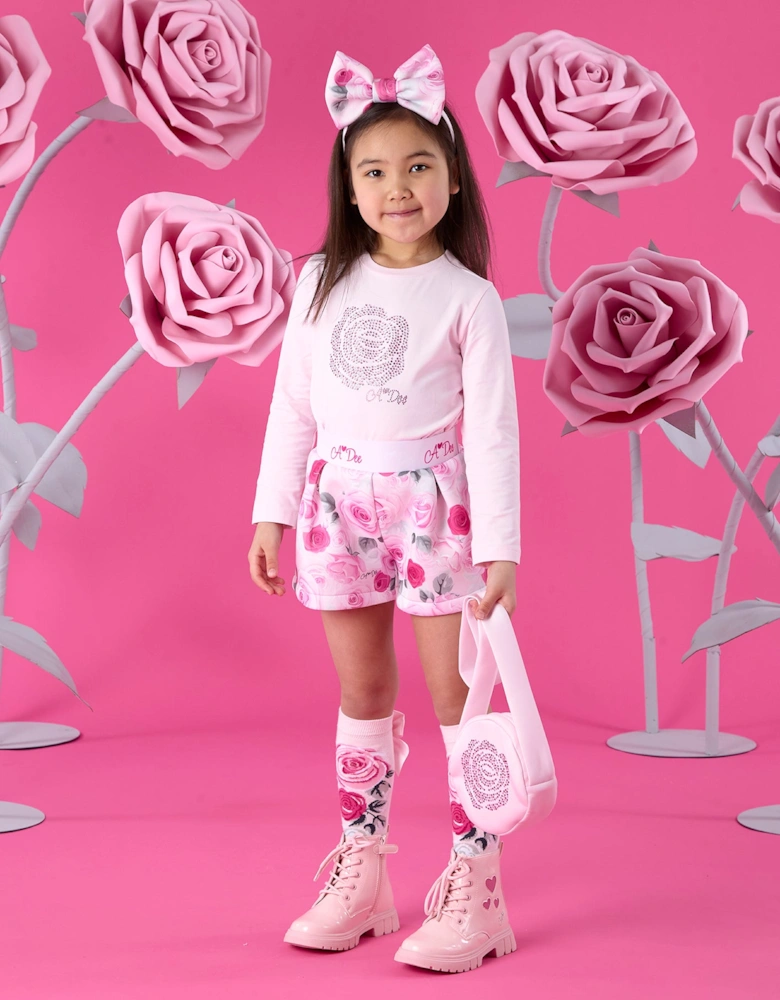 A DEE AMAYA ROSE PRINT SHORT SET W261506