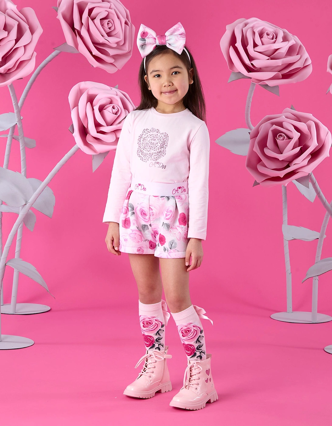 A DEE AMAYA ROSE PRINT SHORT SET W261506