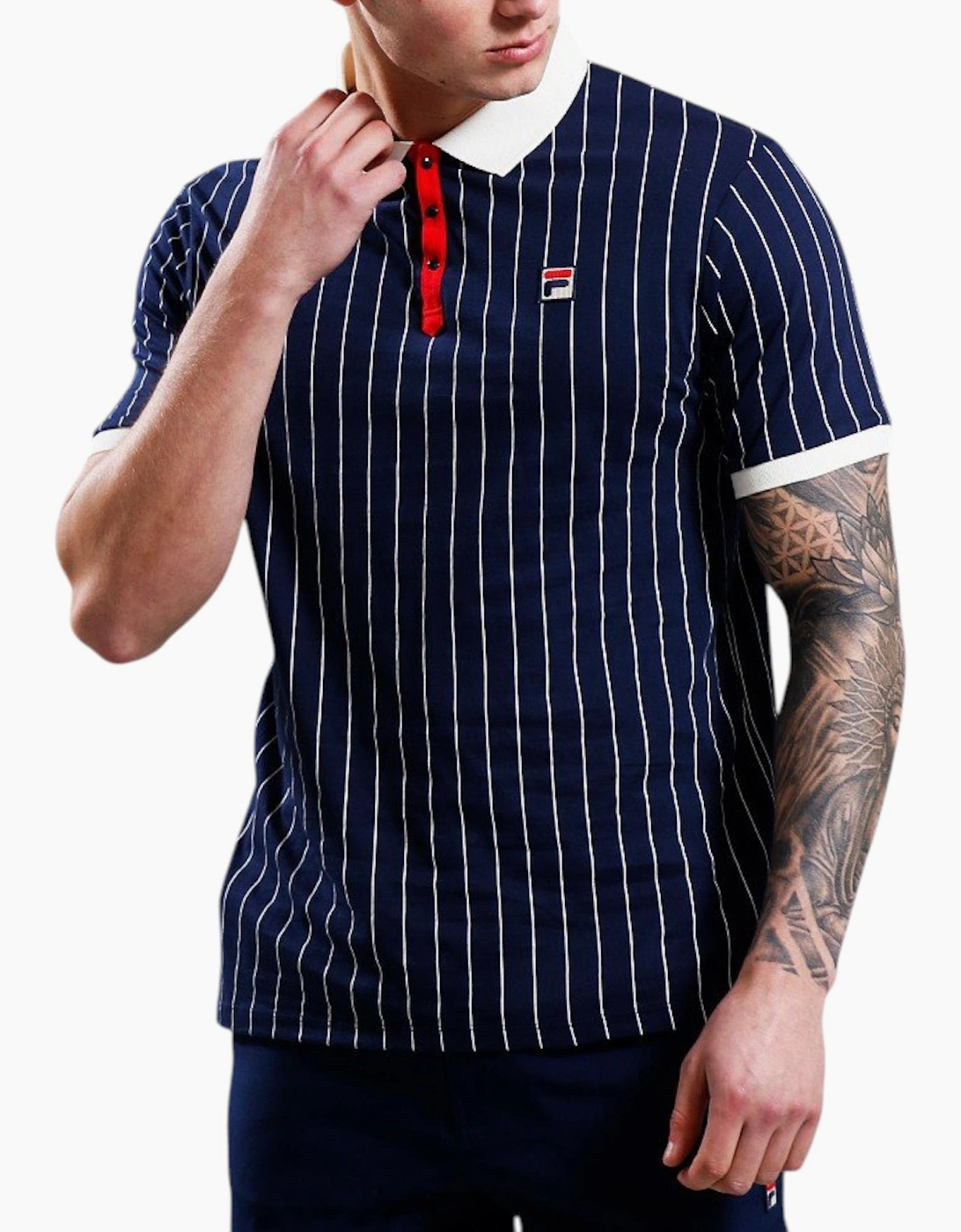 Fila Mens Polo Shirt Classic Striped Polo Short Sleeve Cotton Summer Polo