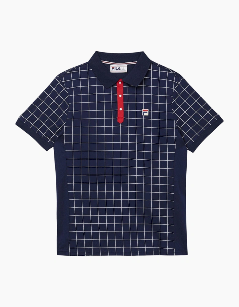 Fila Mens Polo Shirt Vintage Check Short Sleeve Summer Polo Cotton