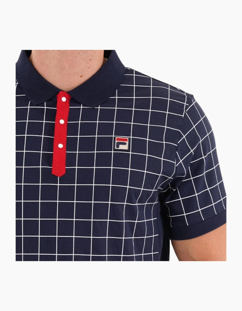 Fila Mens Polo Shirt Vintage Check Short Sleeve Summer Polo Cotton