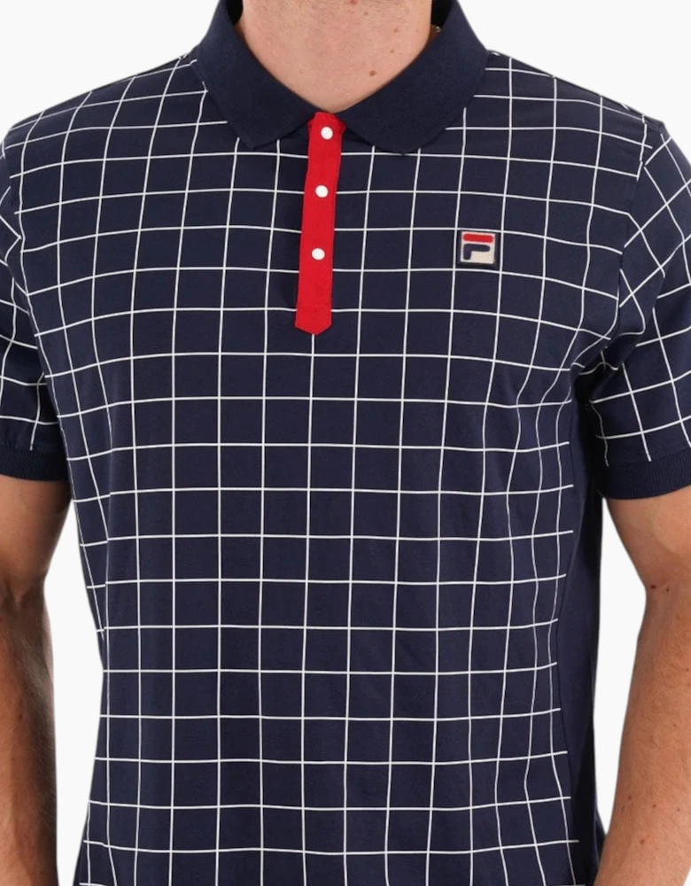 Fila Mens Polo Shirt Vintage Check Short Sleeve Summer Polo Cotton