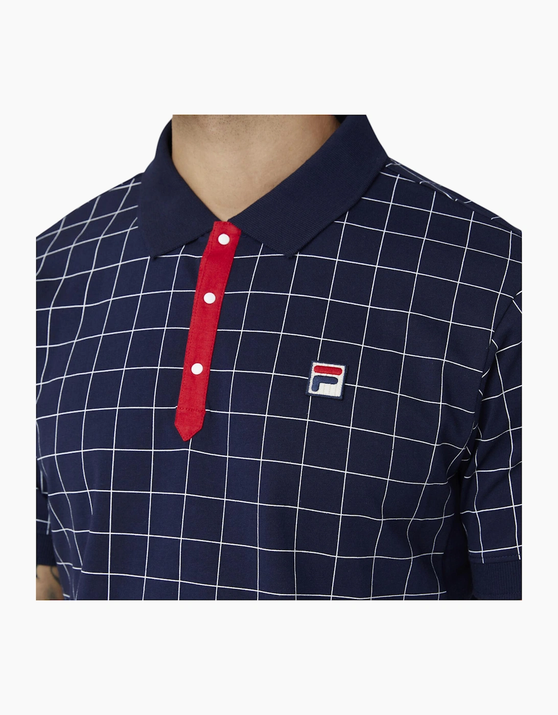 Fila Mens Polo Shirt Vintage Check Short Sleeve Summer Polo Cotton