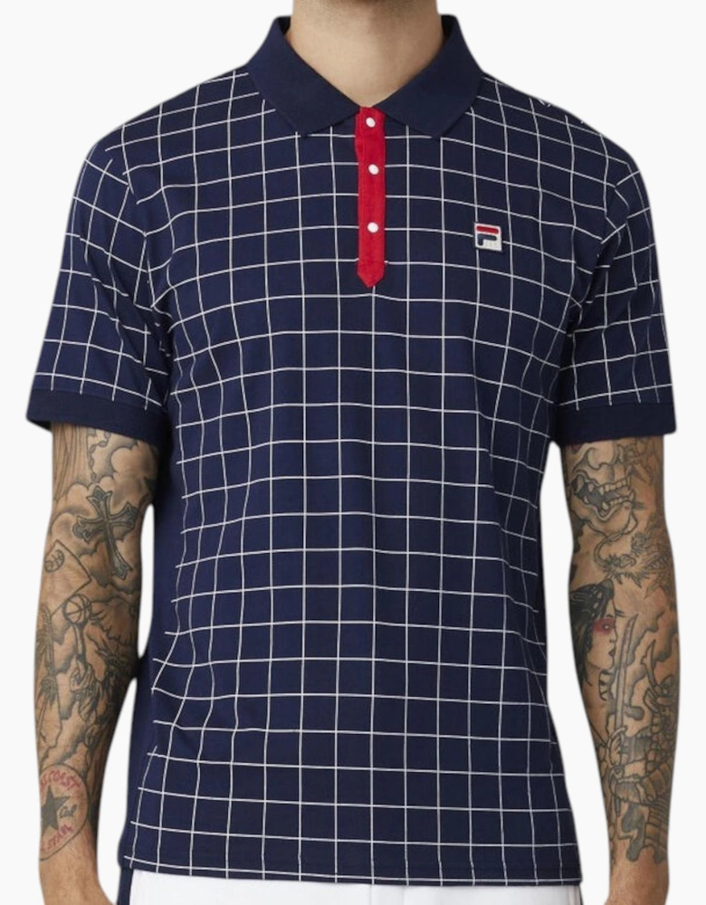 Fila Mens Polo Shirt Vintage Check Short Sleeve Summer Polo Cotton