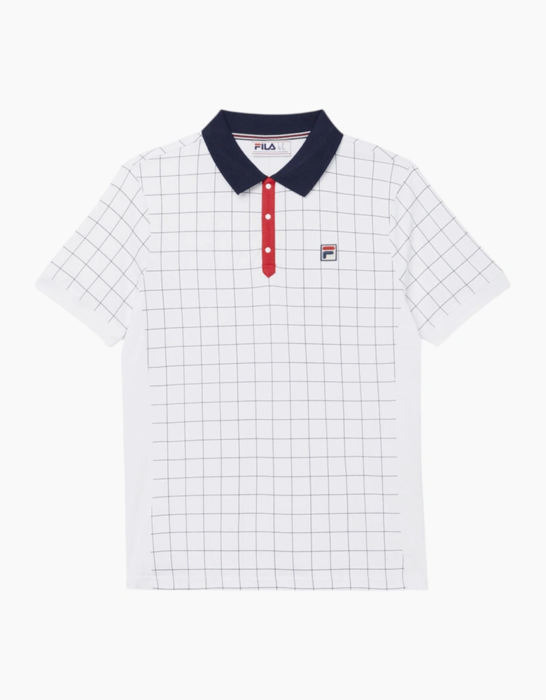 Fila Mens Polo Shirt Vintage Check Short Sleeve Summer Polo Cotton