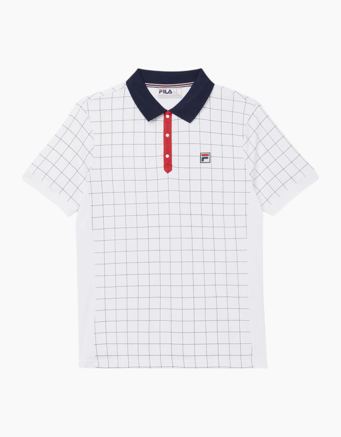 Fila Mens Polo Shirt Vintage Check Short Sleeve Summer Polo Cotton, 8 of 7