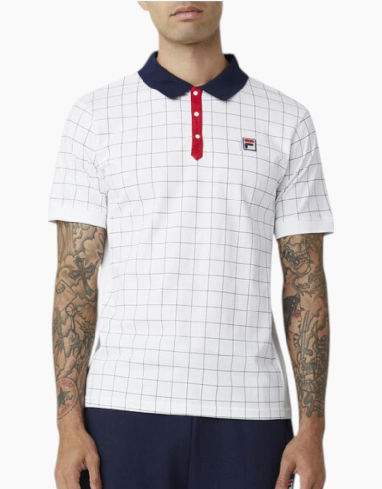 Fila Mens Polo Shirt Vintage Check Short Sleeve Summer Polo Cotton