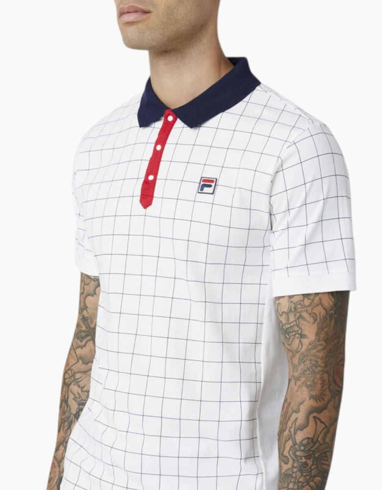 Fila Mens Polo Shirt Vintage Check Short Sleeve Summer Polo Cotton