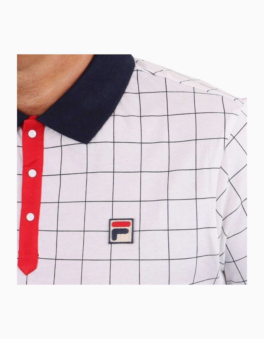 Fila Mens Polo Shirt Vintage Check Short Sleeve Summer Polo Cotton