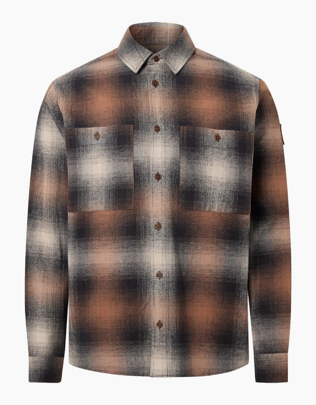 Belstaff Outpost Brushed Cotton Flannel Shirt Maple Brown, 4 of 3