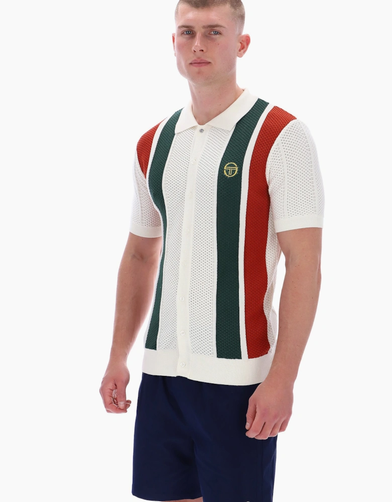 Montell Short Sleeve Men's Knit Polo Shirt | Gardenia Maritime Blue