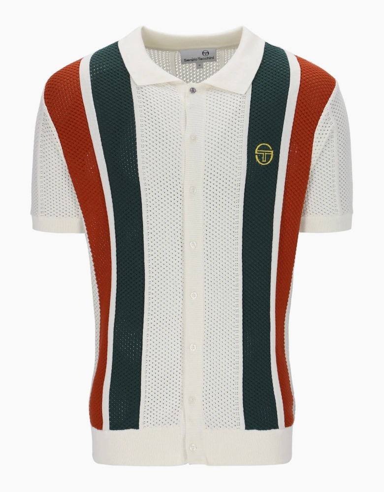 Montell Short Sleeve Men's Knit Polo Shirt | Gardenia Maritime Blue