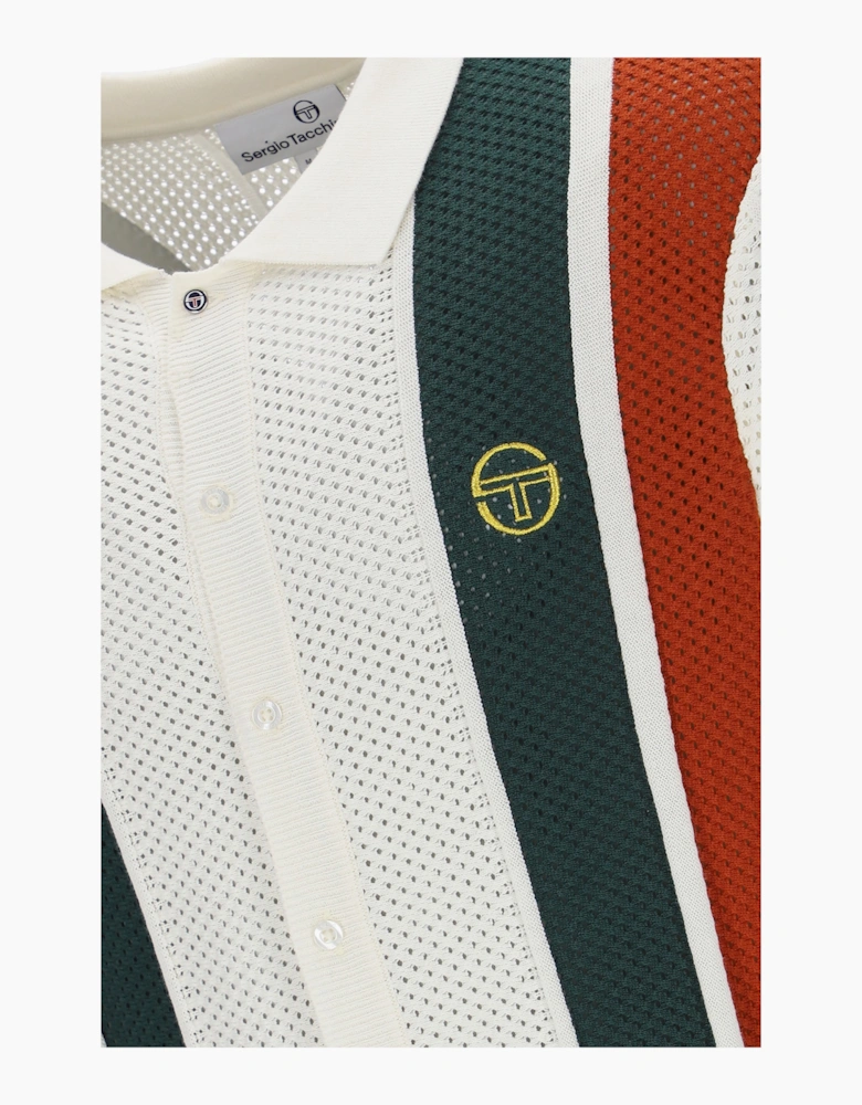 Montell Short Sleeve Men's Knit Polo Shirt | Gardenia Maritime Blue