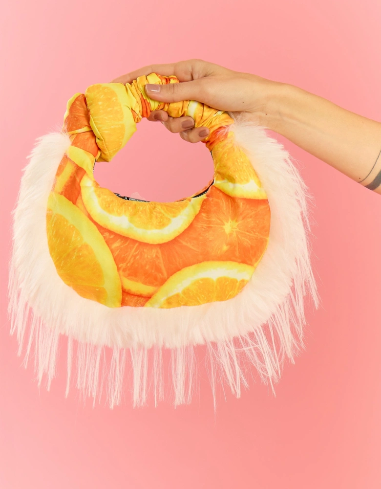 Bamboo Faux Fur Trim Oranges Bag