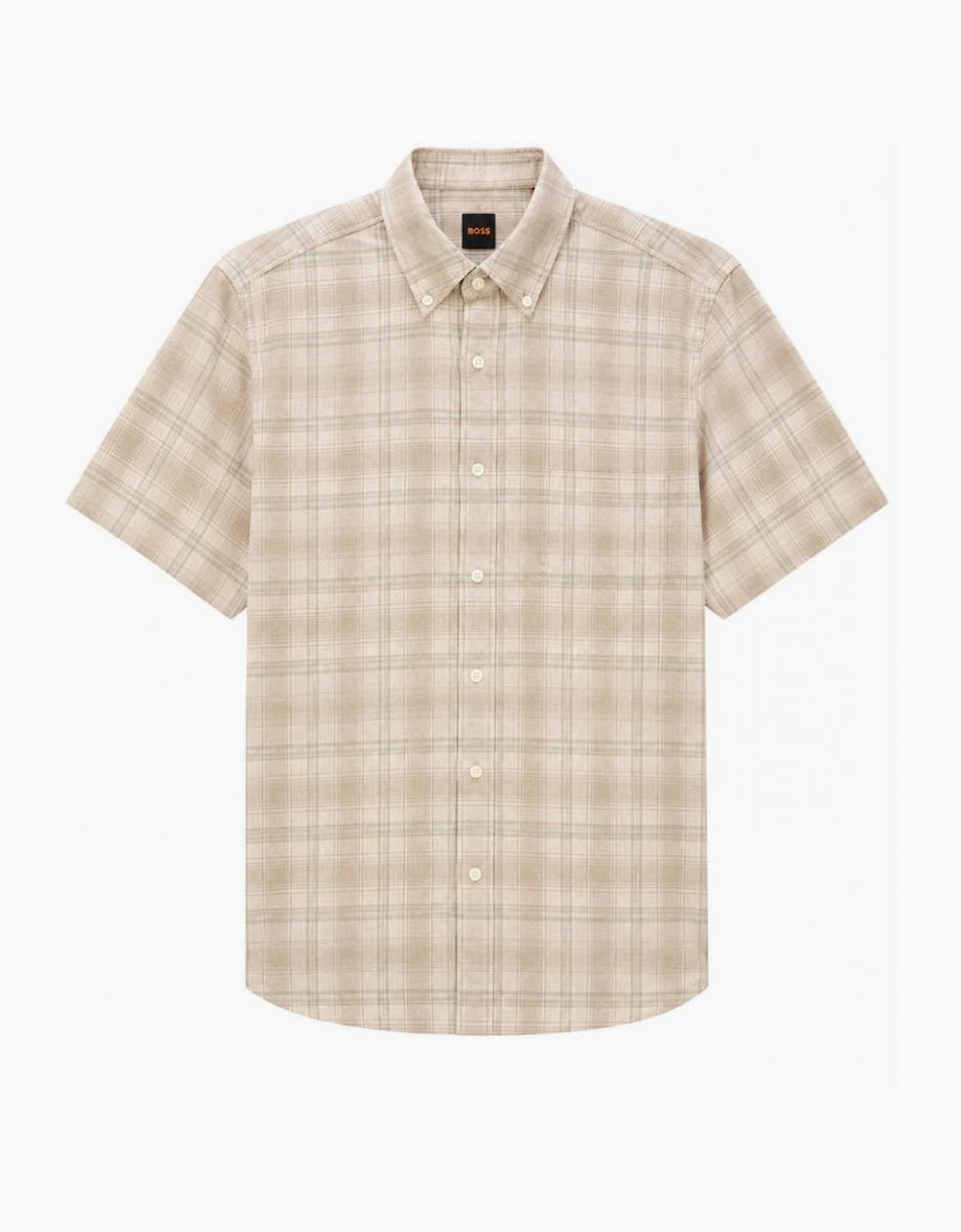 Hugo Boss Mens Beige Rickert Short Sleeved Check Shirt, 2 of 1