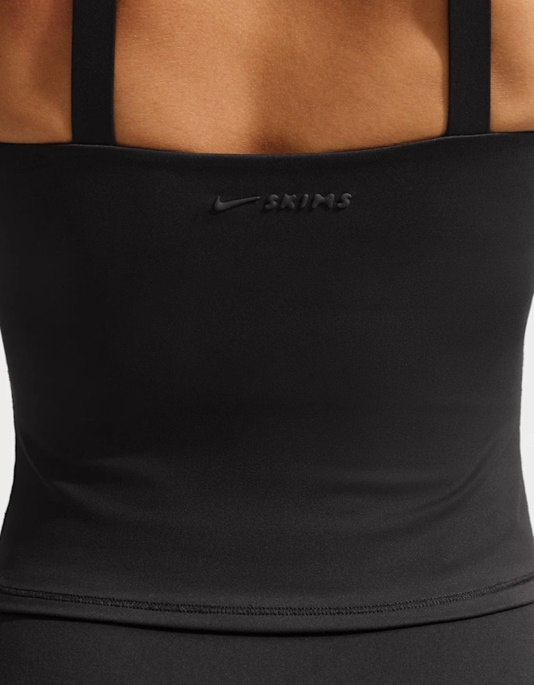 Nike SKIMS Ladies Matte Square Neck Tank Top in Black