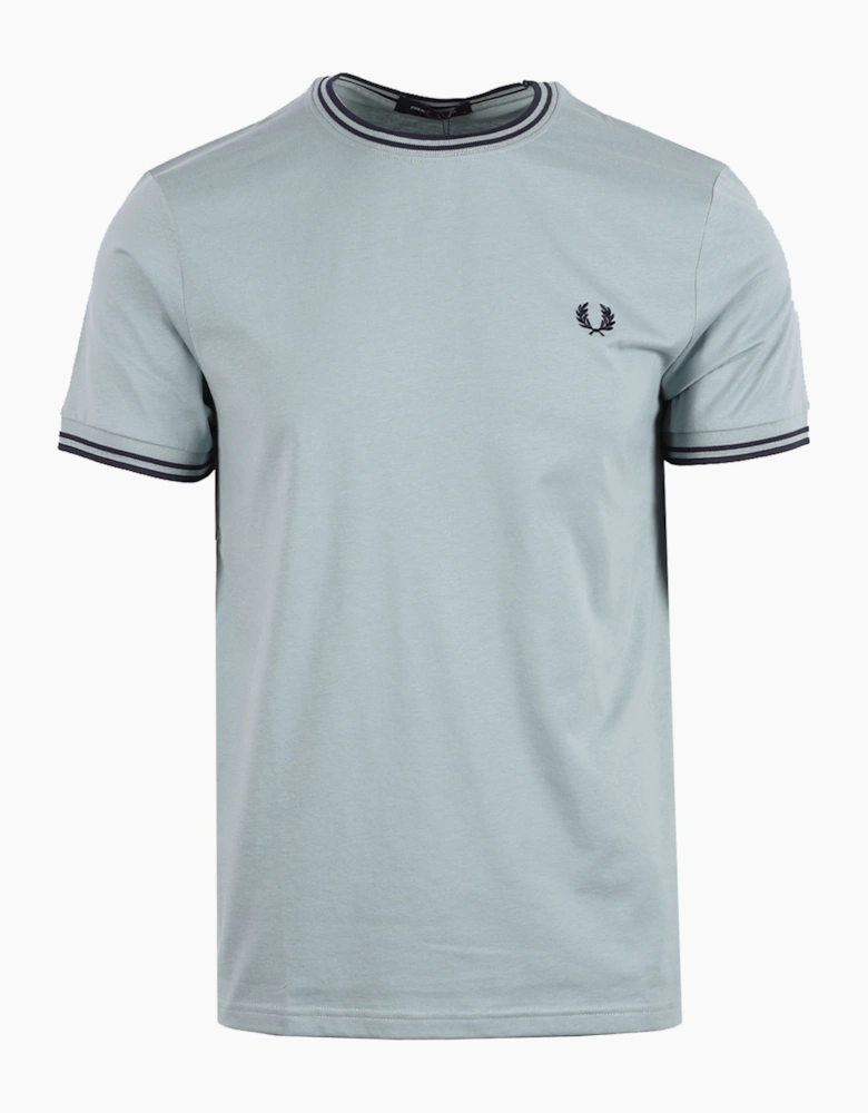 FRED PERRY TWIN TIPPED T-SHIRT SILVER BLUE / DARK AIRFORCE