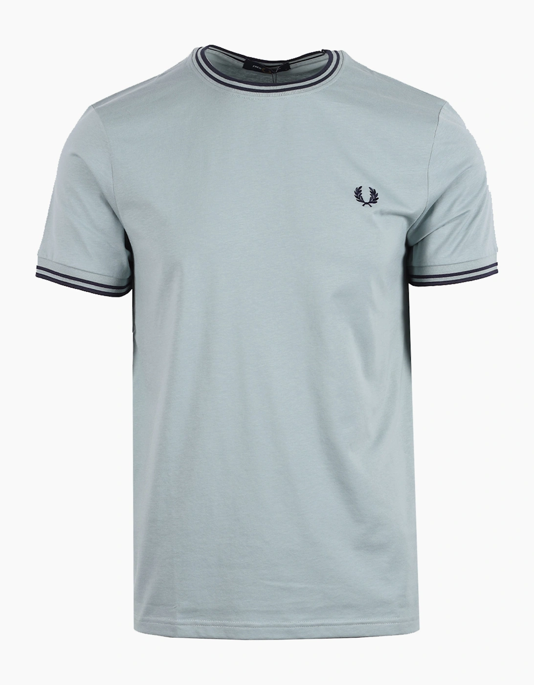 FRED PERRY TWIN TIPPED T-SHIRT SILVER BLUE / DARK AIRFORCE, 4 of 3