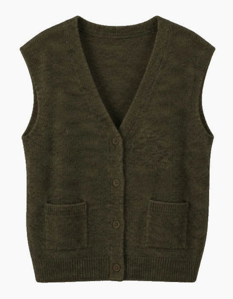 Castlerock Sleeveless Buttoned Cardigan - Military