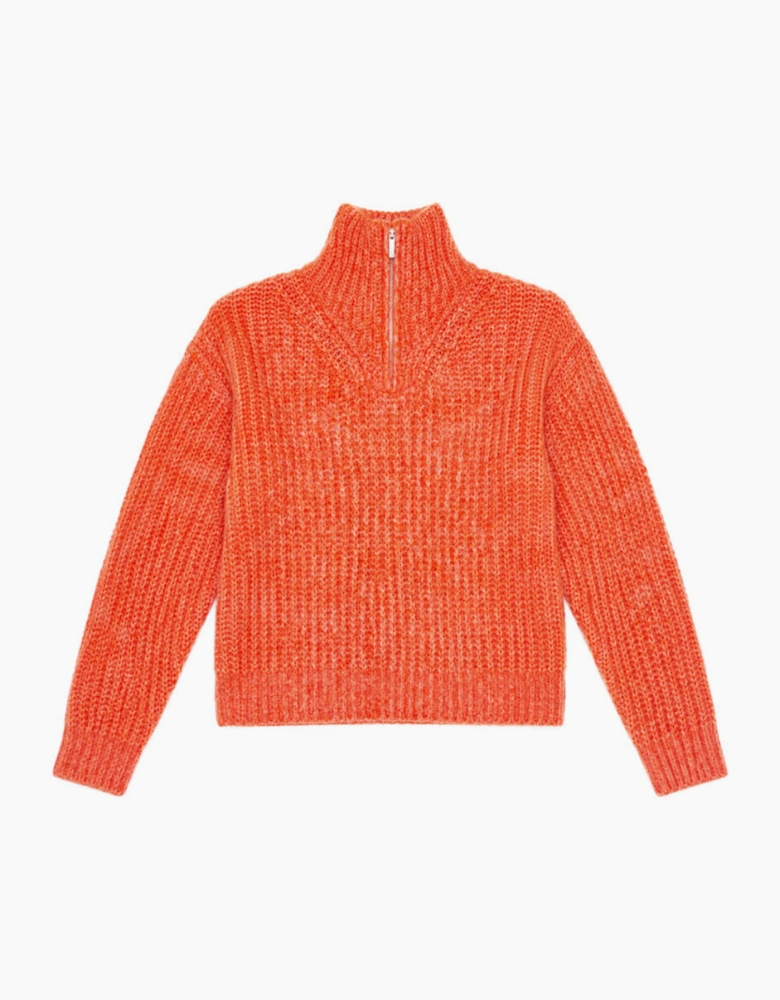 Arana Oversized Long-Sleeve Half-Zip Funnel-Neck Sweater - Fire Snow