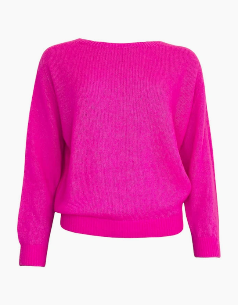 Sanibel Long Sleeve Boatneck Sweater - Neon Pink