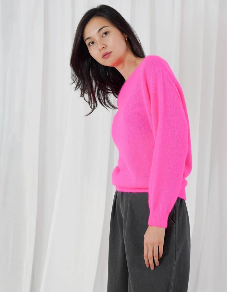 Sanibel Long Sleeve Boatneck Sweater - Neon Pink