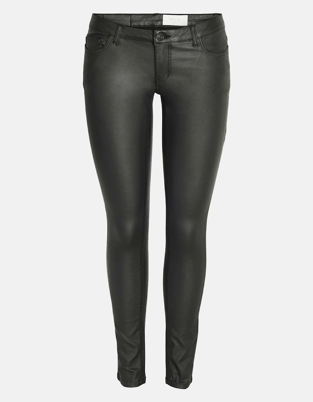 Coated Solid Patterned Five Pocket Pants