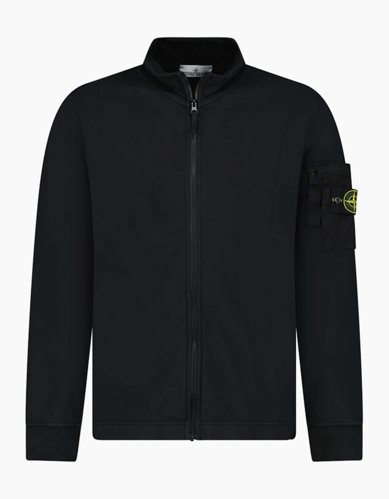 Stone Island Cotton Fleece Track Jacket in Black