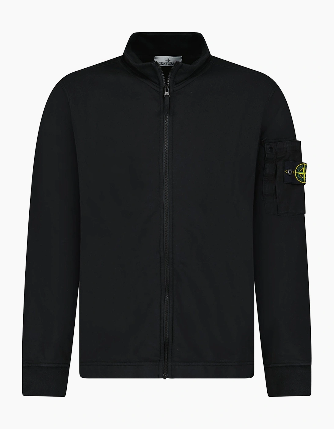 Stone Island Cotton Fleece Track Jacket in Black
