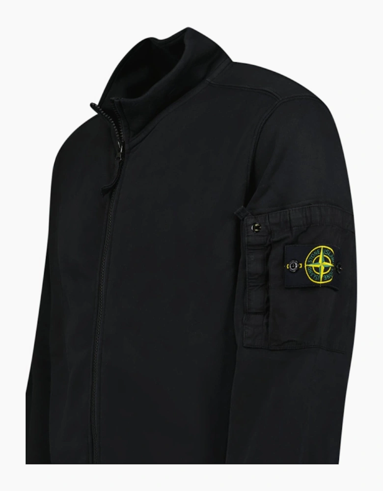 Stone Island Cotton Fleece Track Jacket in Black