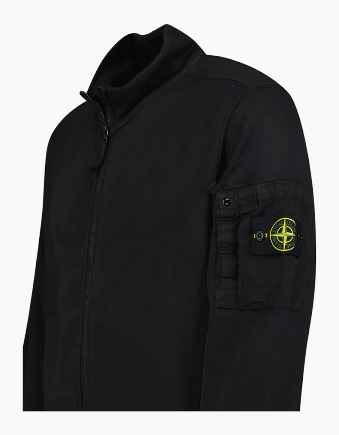 Stone Island Cotton Fleece Track Jacket in Black
