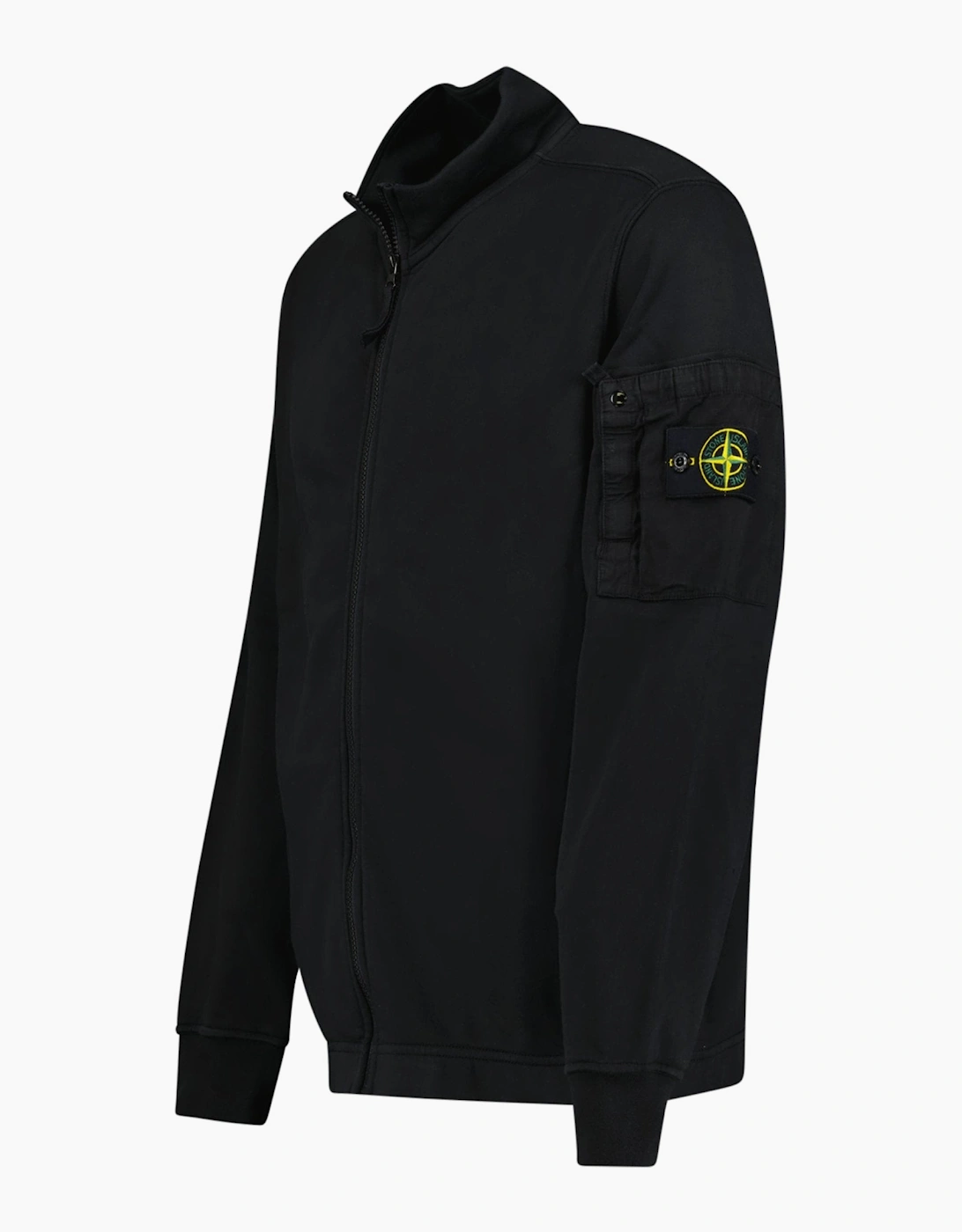 Stone Island Cotton Fleece Track Jacket in Black