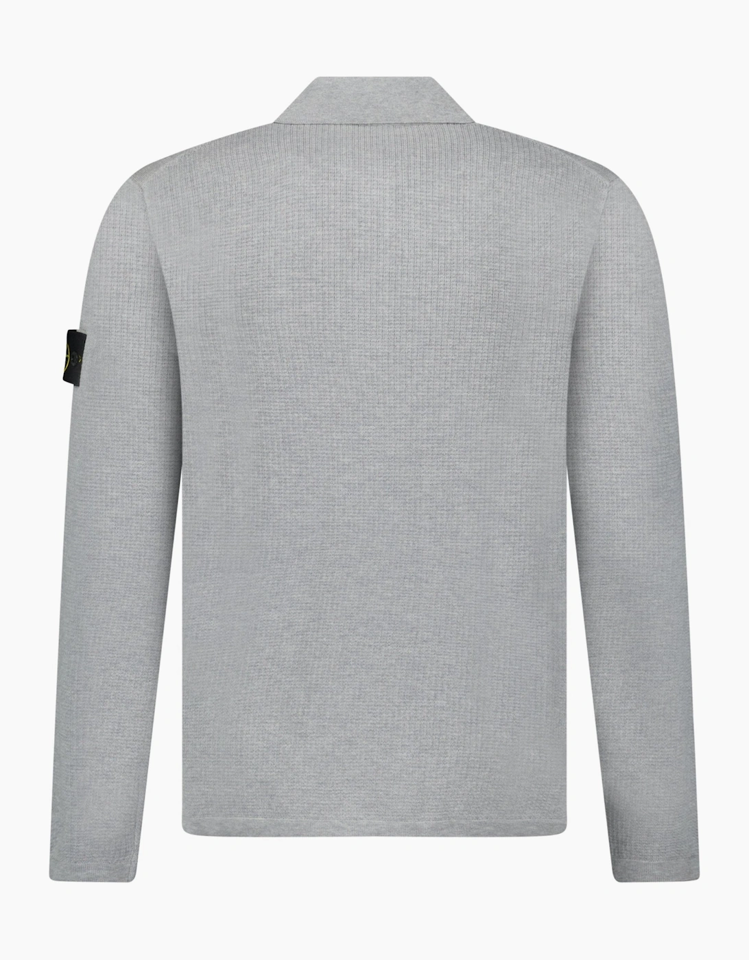 Stone Island Micro Stitch Soft Organic Cotton Loose Fit Long-Sleeve Polo in Pearl Grey