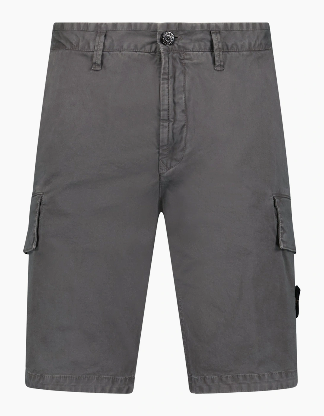 Stone Island Organic Cotton Stretch Broken Twill 'Old' Effect Cargo Shorts in Charcoal Grey