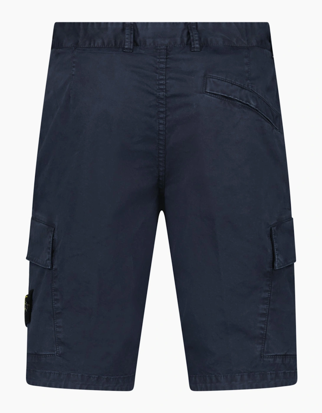 Stone Island Organic Cotton Stretch Broken Twill 'Old' Effect Cargo Shorts in Navy
