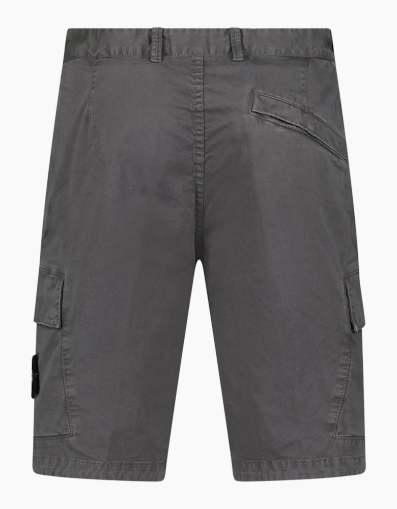 Stone Island Organic Cotton Stretch Broken Twill 'Old' Effect Cargo Shorts in Charcoal Grey