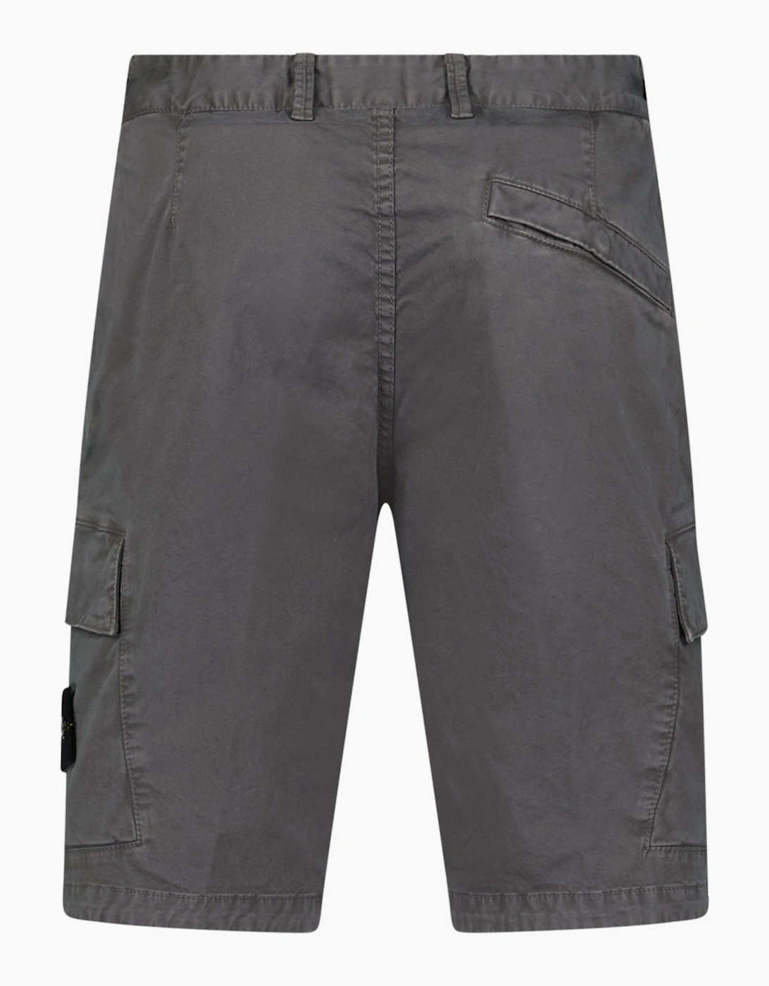Stone Island Organic Cotton Stretch Broken Twill 'Old' Effect Cargo Shorts in Charcoal Grey