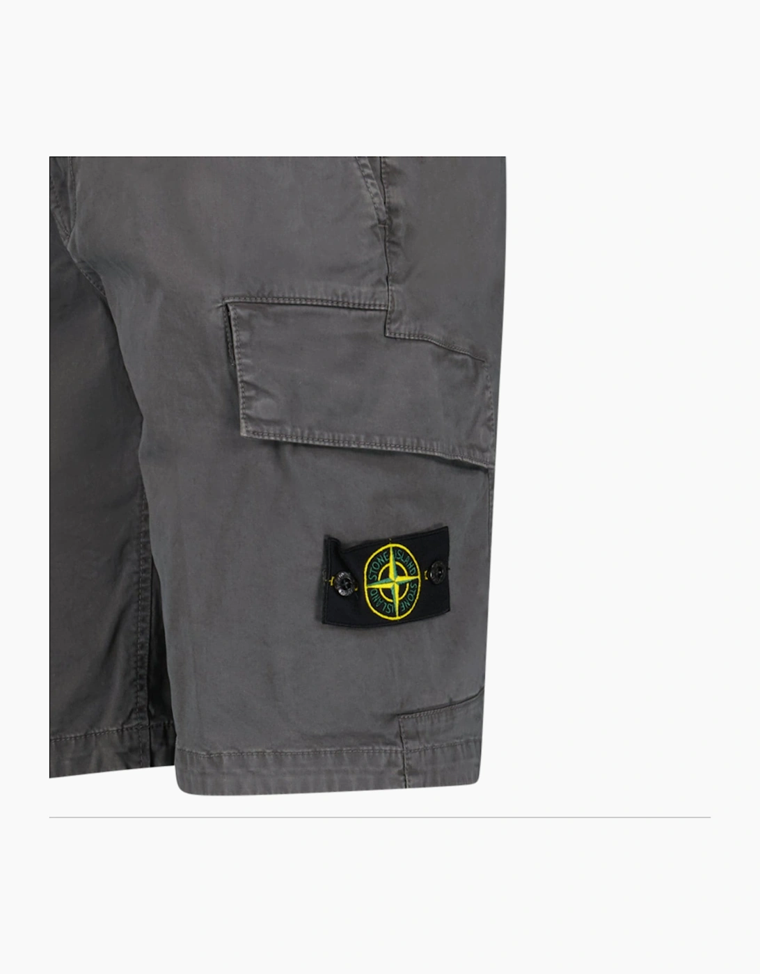 Stone Island Organic Cotton Stretch Broken Twill 'Old' Effect Cargo Shorts in Charcoal Grey