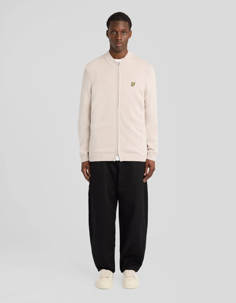 Cotton Merino Zip Cardigan