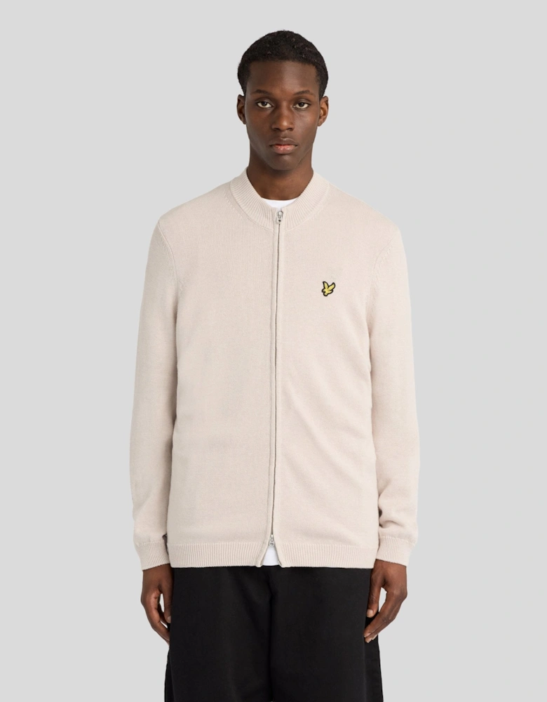 Cotton Merino Zip Cardigan