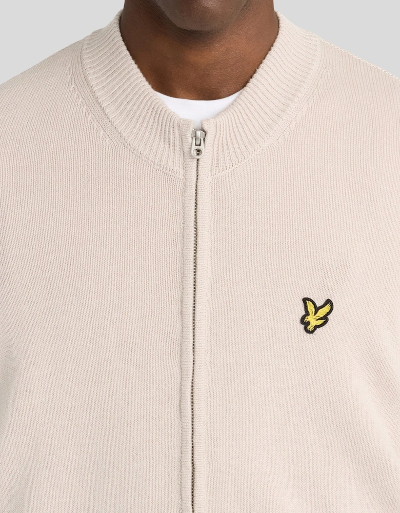 Cotton Merino Zip Cardigan