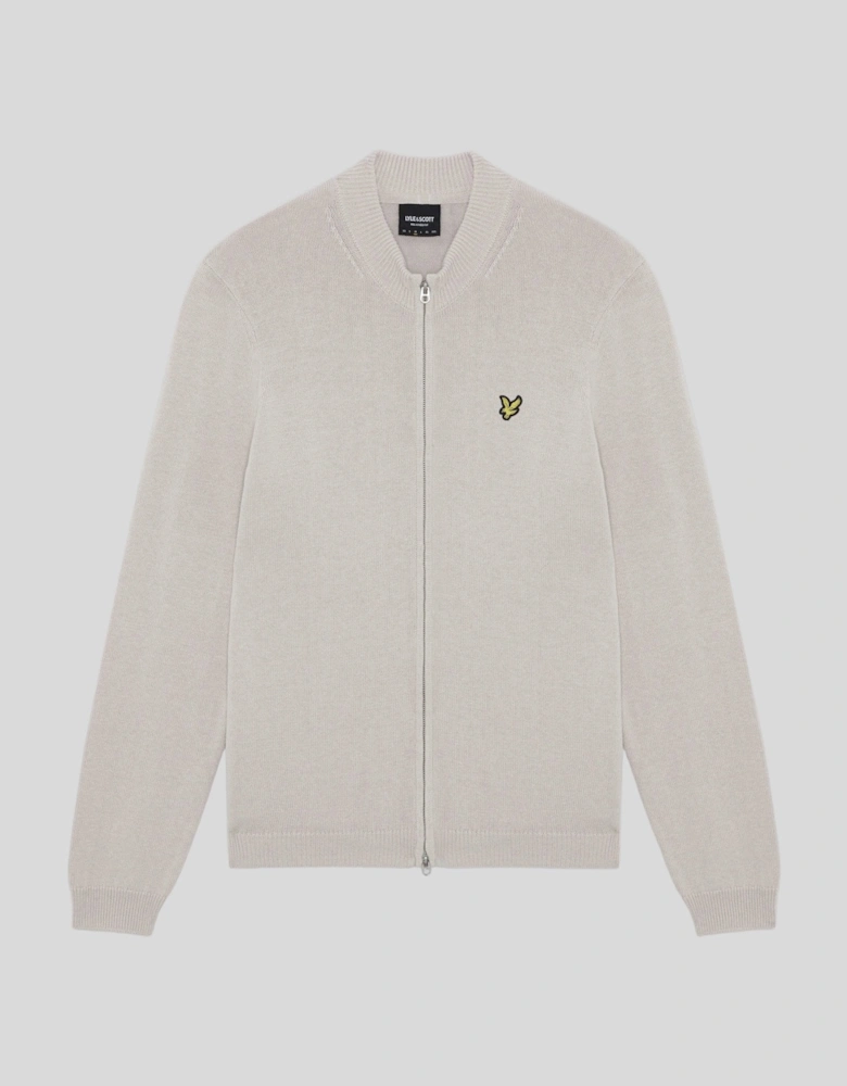 Cotton Merino Zip Cardigan