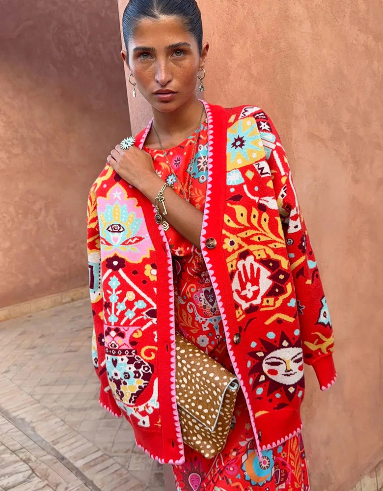 Tomato tapestry Martha cardigan