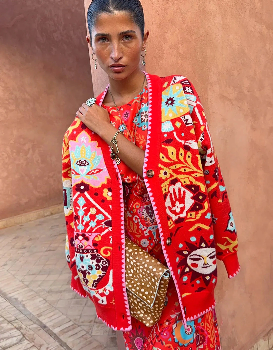 Tomato tapestry Martha cardigan