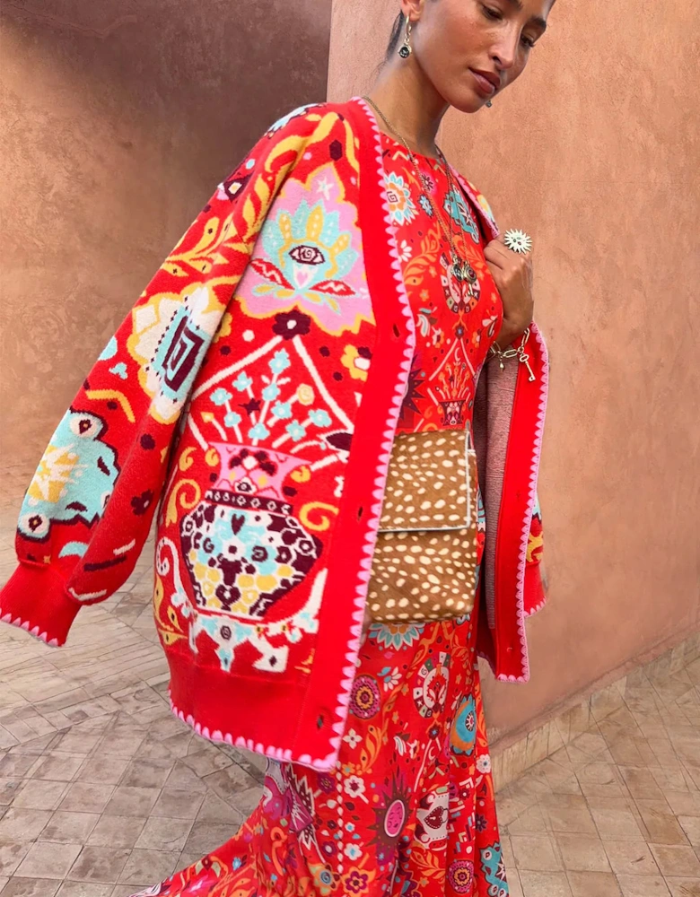 Tomato tapestry Martha cardigan