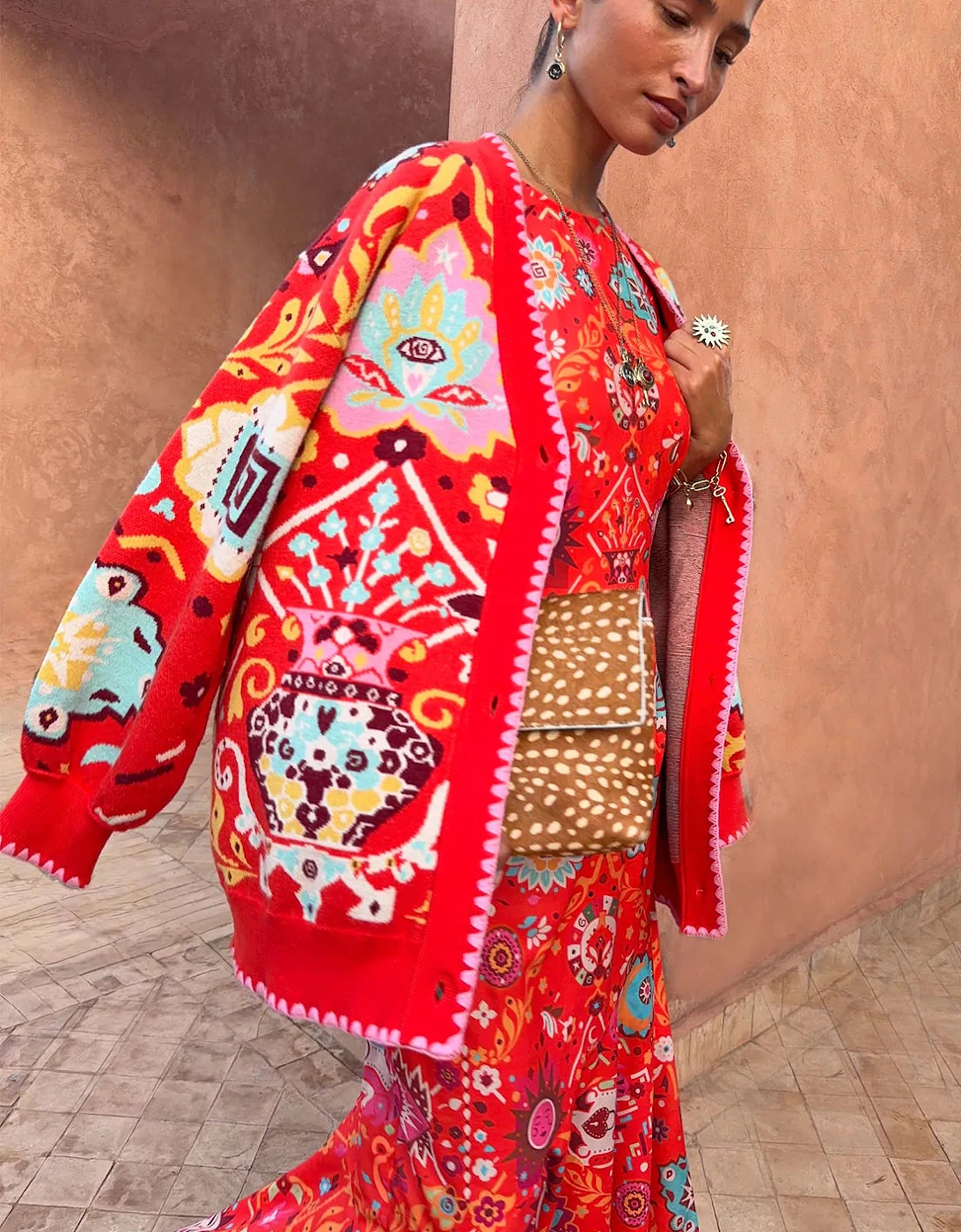 Tomato tapestry Martha cardigan